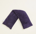 A navy blue tube-shaped Warmies Hot-Pak, folded into an upside-down V shape.