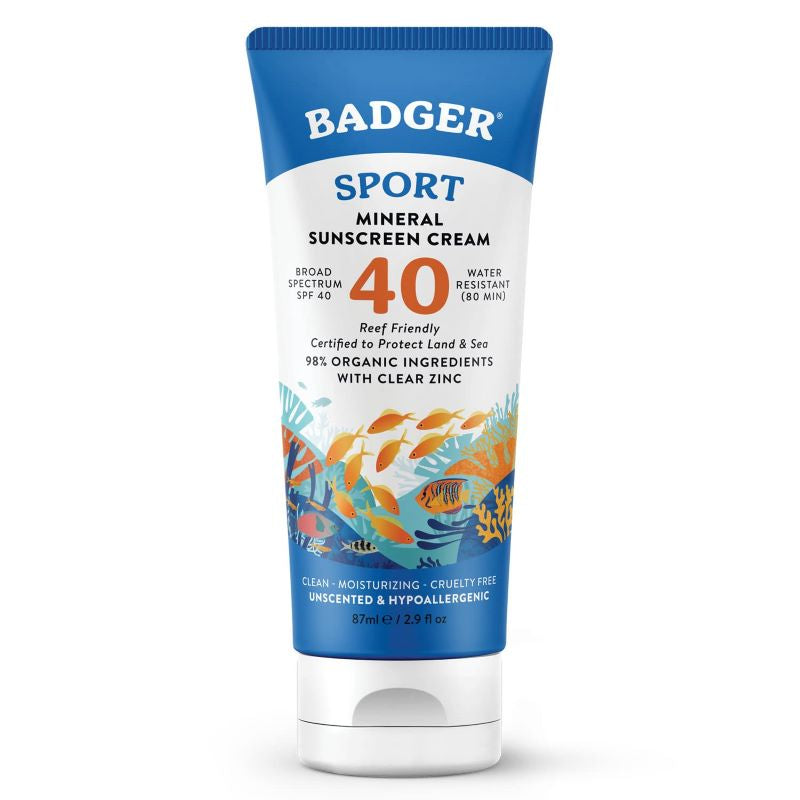 Badger Mineral Sunscreen Cream 2.9oz 87ml - SPF 40 Sport