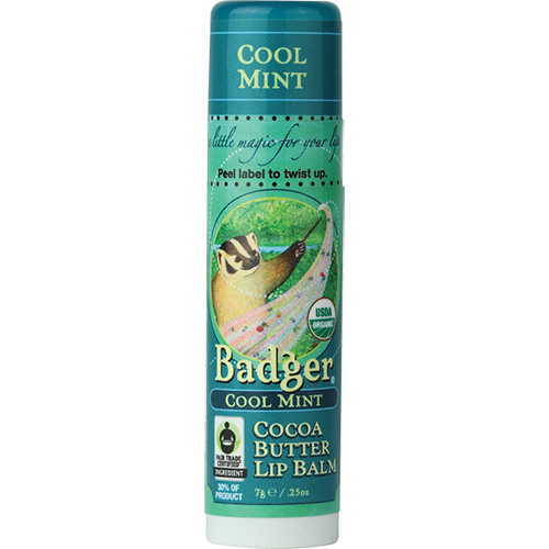 Badger Cocoa Butter Lip Balm .25oz 7g - Cool Mint