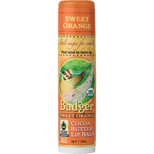 Badger Cocoa Butter Lip Balm .25oz 7g - Sweet Orange