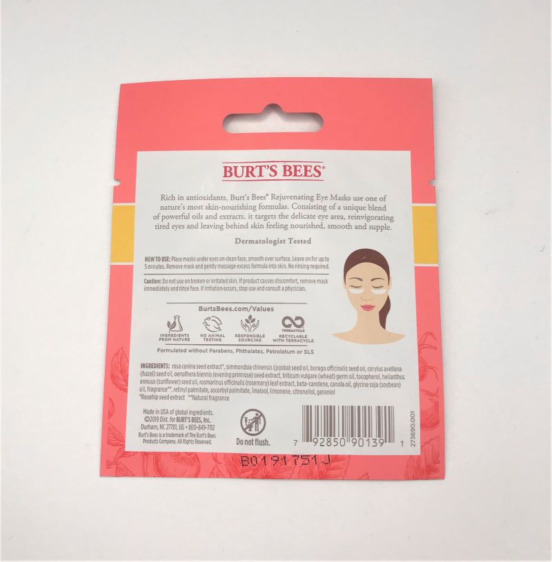 Burt's Bees Eye Sheet Mask - Rejuvenating Rosehip & Jojoba