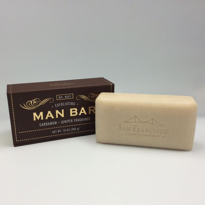 San Francisco Soap Company MAN BAR Exfoliating Soap 10oz - Cardamom & Juniper