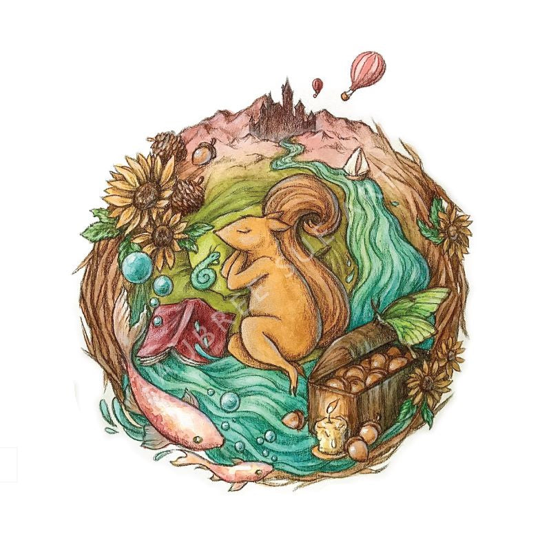 Aubree Sue Art Greeting Card - "Little Dreamwood" Squirrel