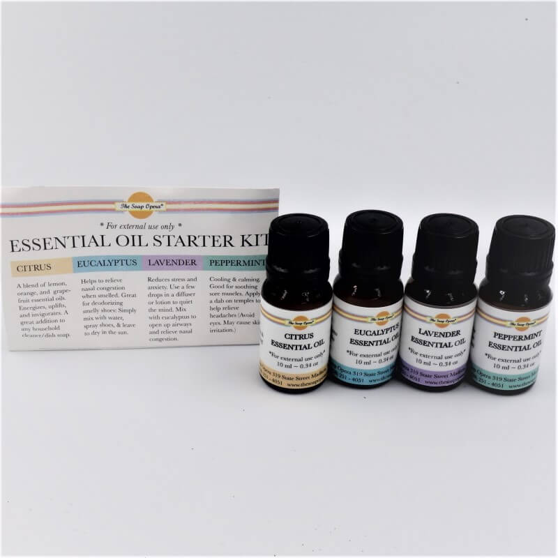 The Soap Opera Essential Oil Starter Kit has our four most popular essential oils.  If you are new to essential oils this is a great place to start!