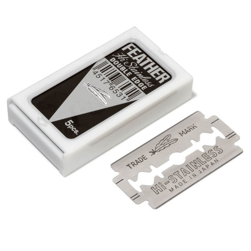 Feather Hi-Stainless Platinum Coated Double Edge Razor Blades 5ct