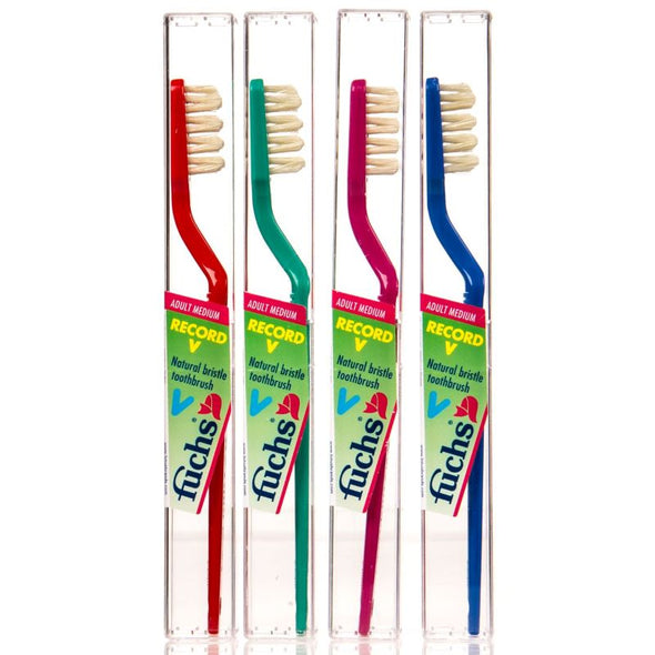 Fuchs Record V Natural Bristle Toothbrush - Adult Medium