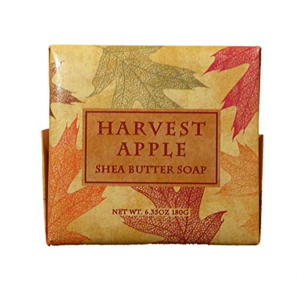 greenwich bay scented bar soap seasonal autumn fall harvest apple fruit sweet in leaf orange green and yellow design packaging