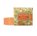 greenwich bay scented bar soap seasonal autumn fall spiced pumpkin in orange and green pumpkin design packaging