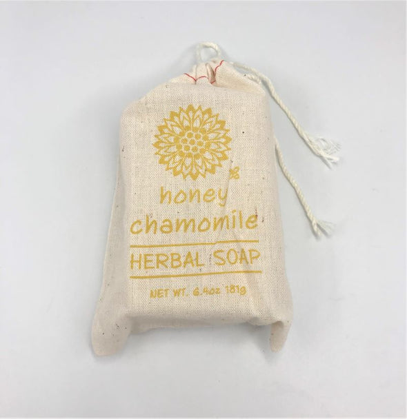 Greenwich Bay Herbal Bar Soap in Drawstring Cloth Sack 6.4oz 181g - Honey Chamomile