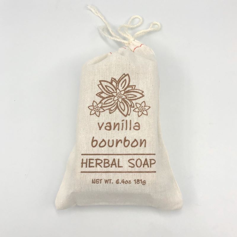 Greenwich Bay Herbal Bar Soap in Drawstring Cloth Sack 6.4oz 181g - Vanilla Bourbon