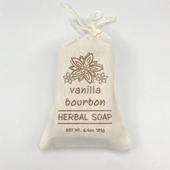 Greenwich Bay Herbal Bar Soap in Drawstring Cloth Sack 6.4oz 181g - Vanilla Bourbon
