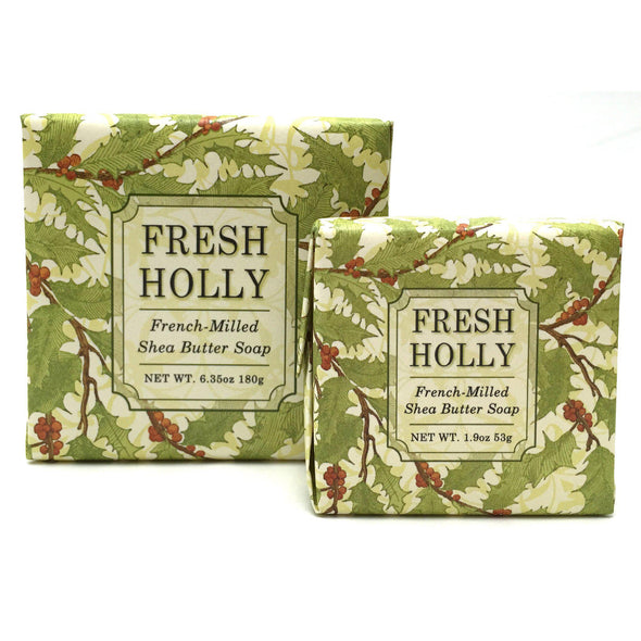greenwich bay trading company bar soap holiday festive winter christmas fresh holly scented in green packaging