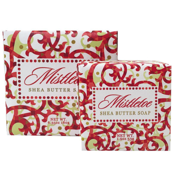greenwich bay trading company bar soap holiday festive winter christmas mistletoe berry scented in red and white packaging