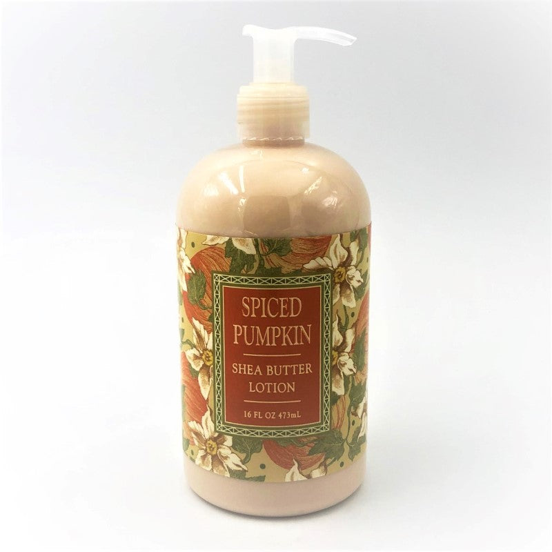 greenwich bay trading company body care seasonal fall autumn hand body moisturizing lotion in pump bottle spiced pumpkin orange design