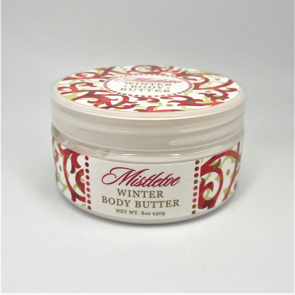 greenwich bay trading company body butter moisturizing holiday festive winter christmas mistletoe in red jar