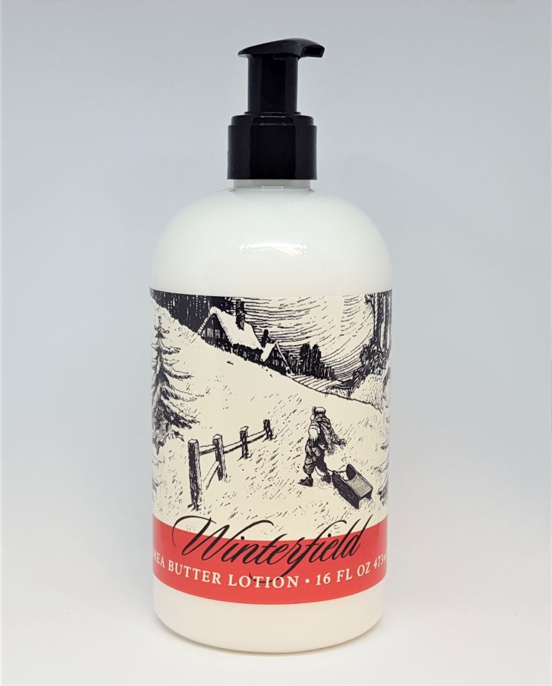 greenwich bay trading company body care moisturizing hand and body lotion holiday christmas festive winterfield scented in white pump bottle