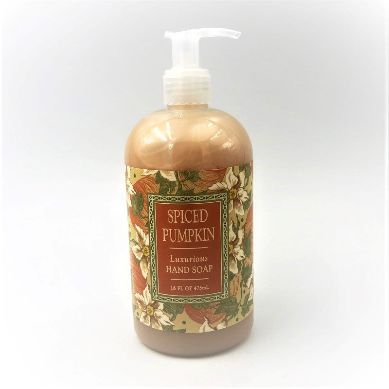 : greenwich bay trading company body care seasonal fall autumn hand liquid soap in pump bottle spiced pumpkin orange design