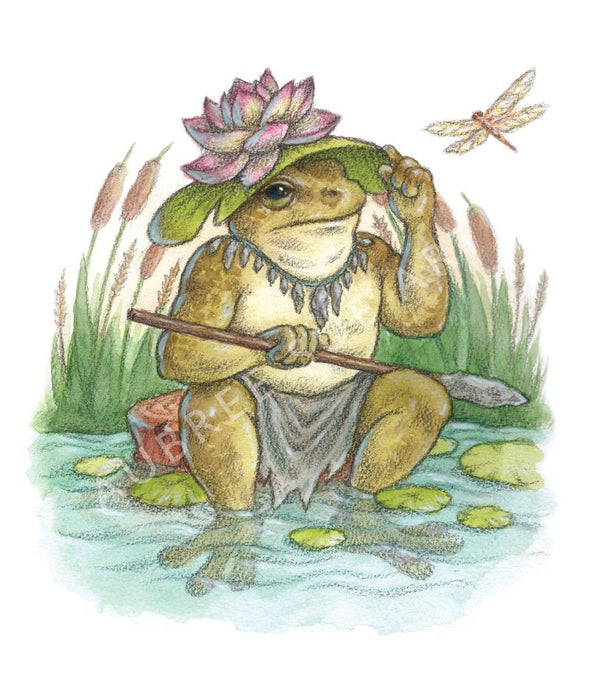 Aubree Sue Art Greeting Card - "Snug the Grung" Frog & Lotus