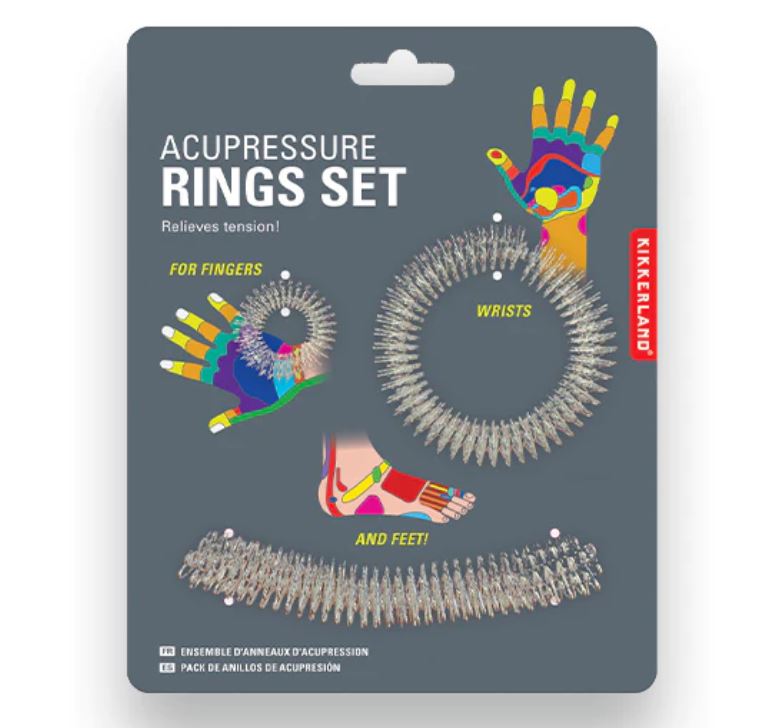 Kikkerland Acupressure Massage Rings for Fingers, Wrists & Feet Set