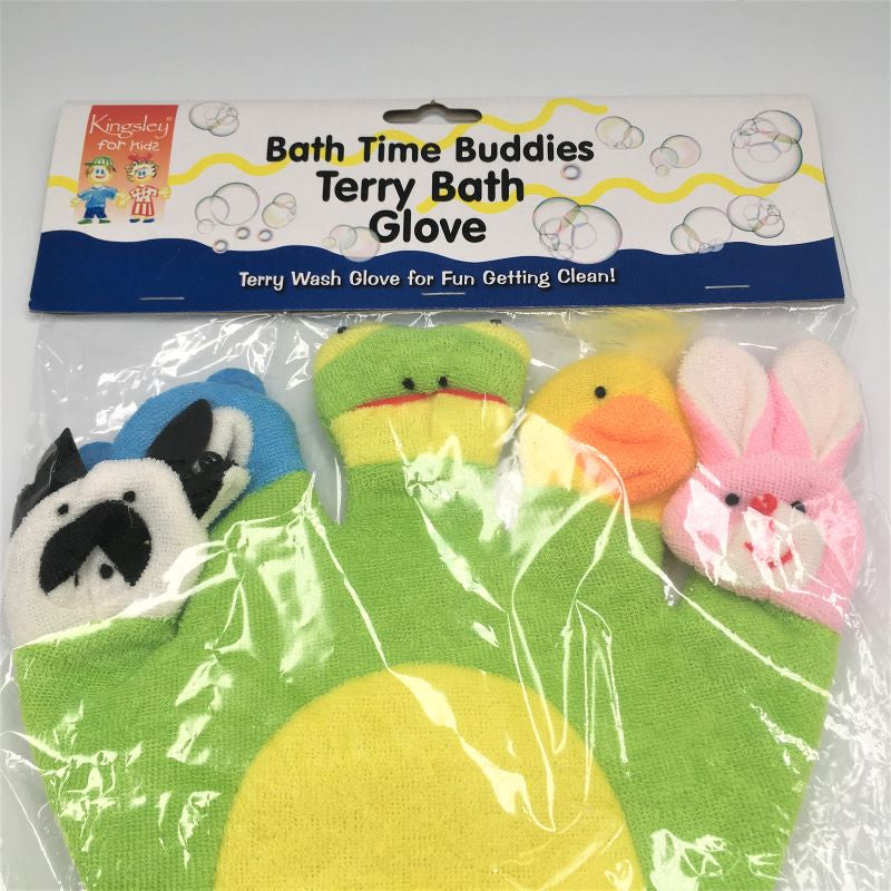 Kingsley Bath Time Buddies Terry Bath Glove - Animals