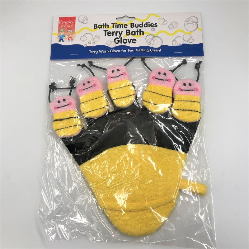 Kingsley Bath Time Buddies Terry Bath Glove - Bees