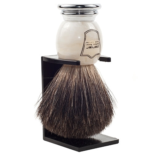 Parker Marbled Ivory Black Badger Shave Brush