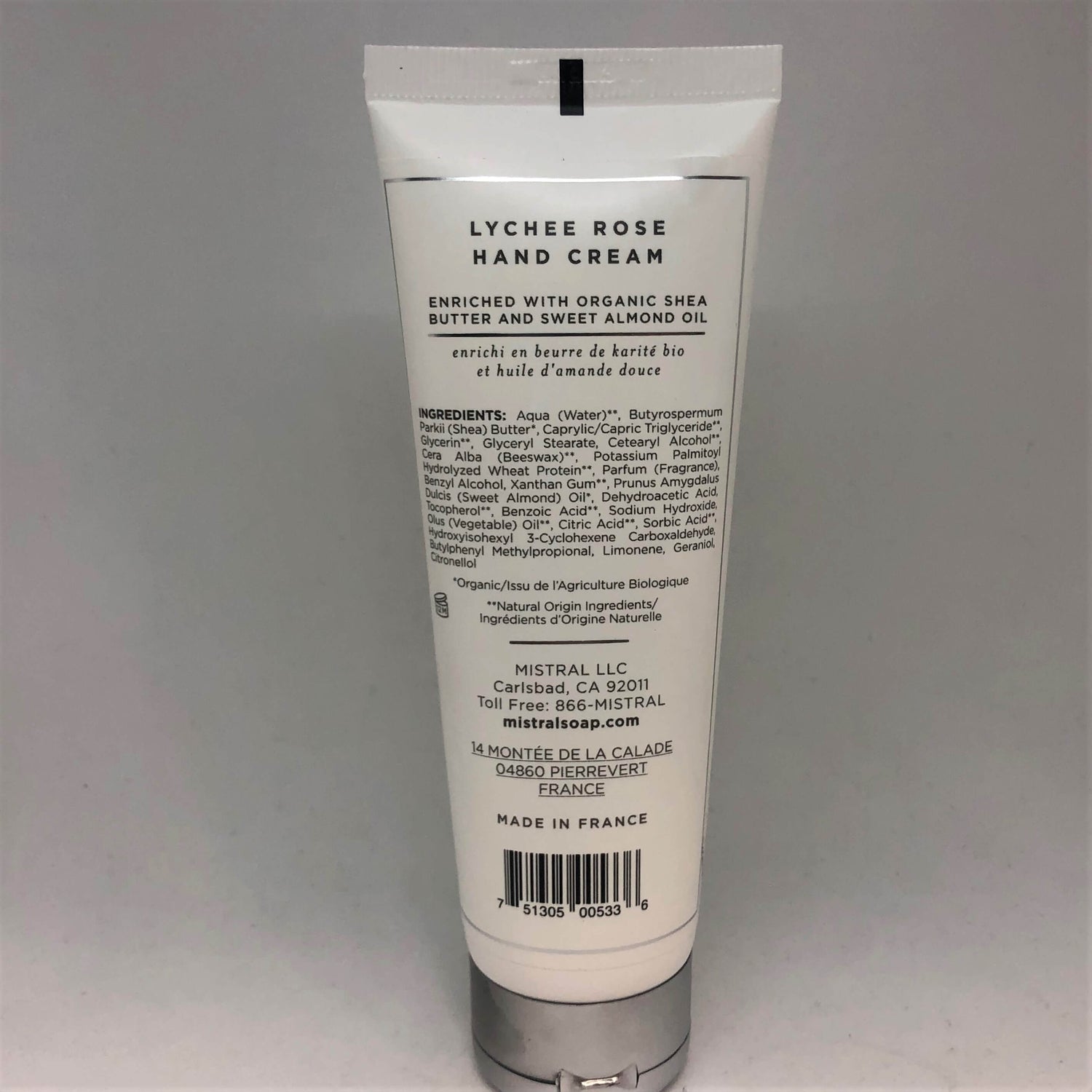 Mistral Organic Shea Butter Hand Cream 2.5fl oz 75ml - Lychee Rose