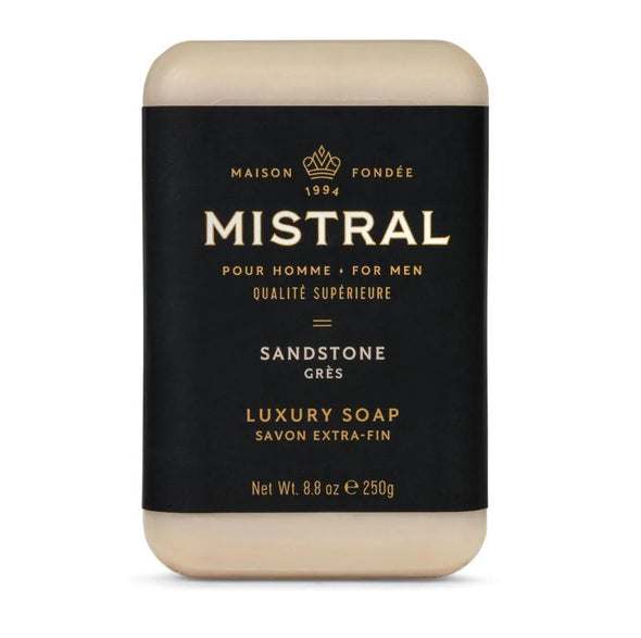 Mistral Men's Luxury French Bar Soap 8.8oz 250g - Sandstone
