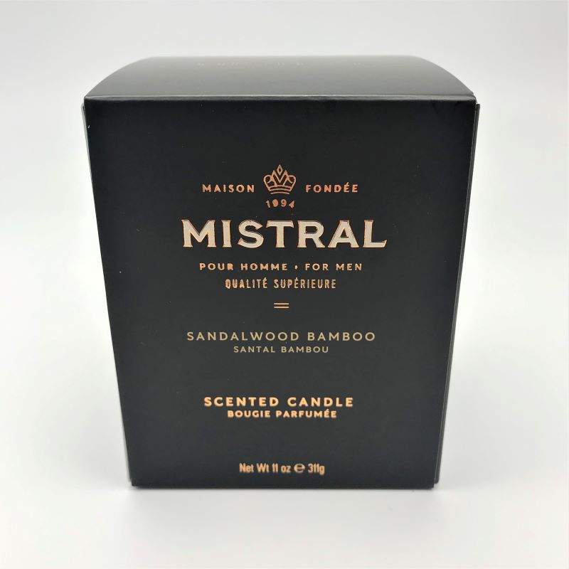 Mistral Men's Ceramic Luxury Candle 11oz 311g - Sandalwood Bamboo