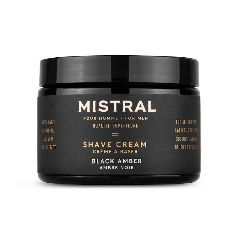 Mistral Men's Ultra Rich Shave Cream 9oz 255g - Black Amber