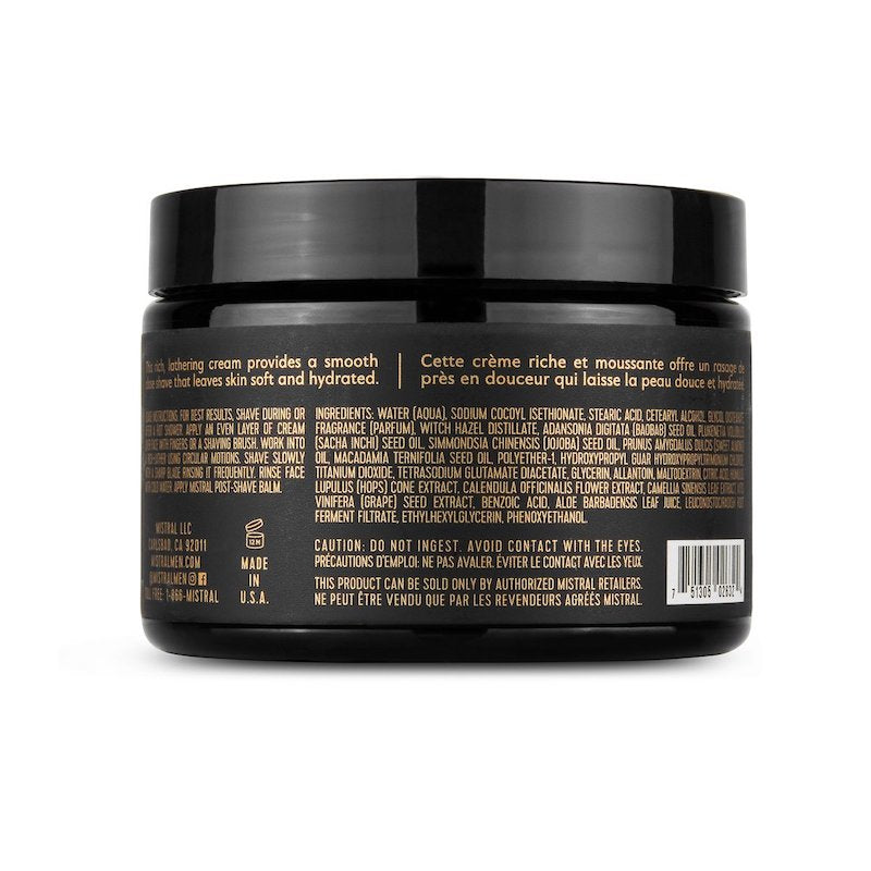 Mistral Men's Ultra Rich Shave Cream 9oz 255g - Bourbon Vanilla