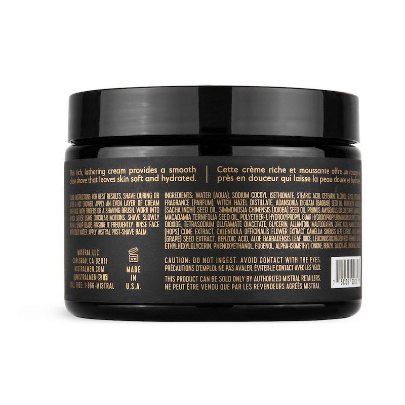 Mistral Men's Ultra Rich Shave Cream 9oz 255g - Cedarwood Marine