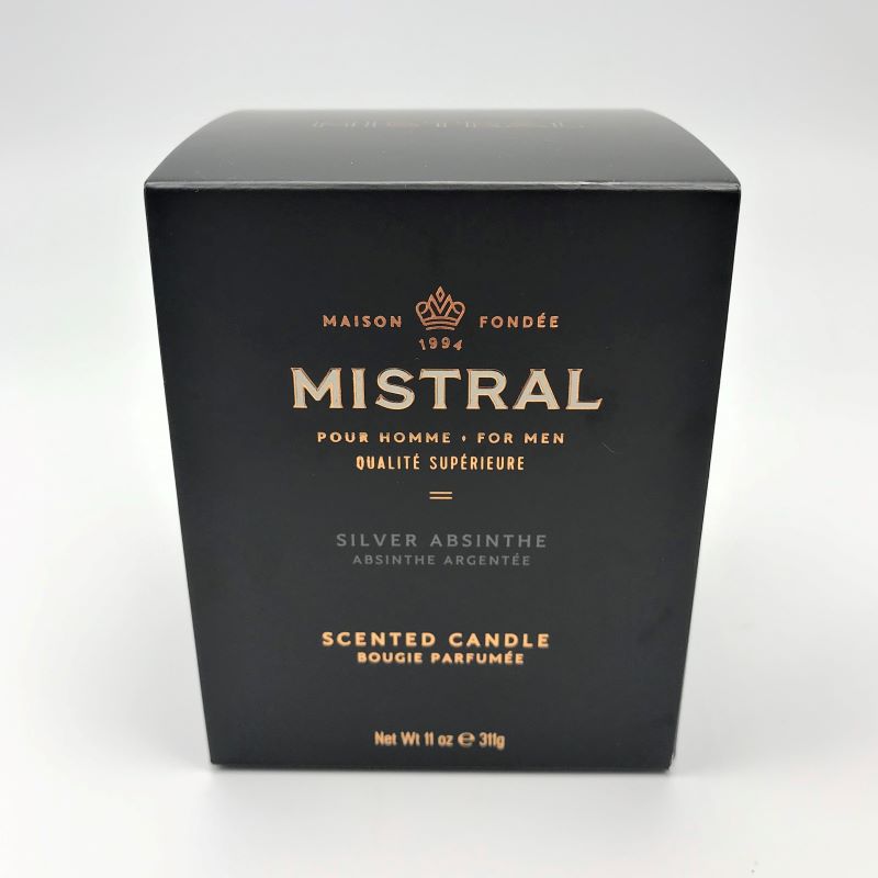 Mistral Men's Ceramic Luxury Candle 11oz 311g - Silver Absinthe