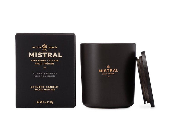 Mistral Men's Ceramic Luxury Candle 11oz 311g - Silver Absinthe