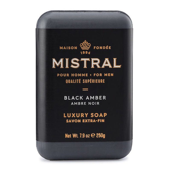 Mistral Men Good Smelling Bar Soap Black Amber