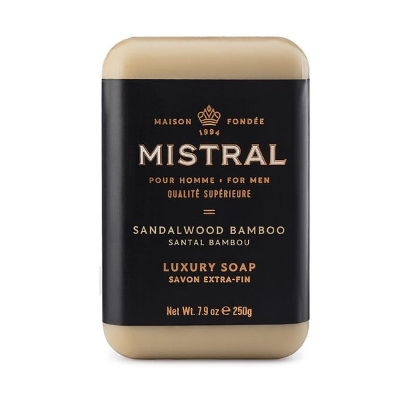 Mistral Men Good Smelling Bar Soap Brown Sandalwood Bamboo