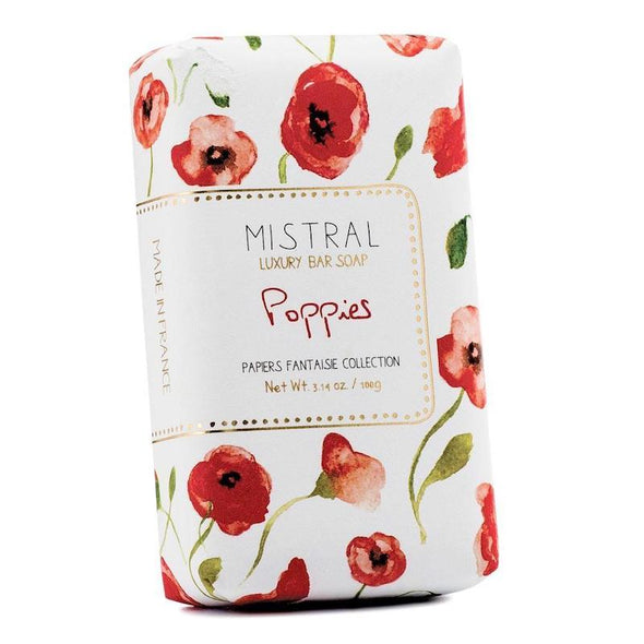 Mistral Papiers Fantaisie Bar Soap 3.14oz 100g - Poppies