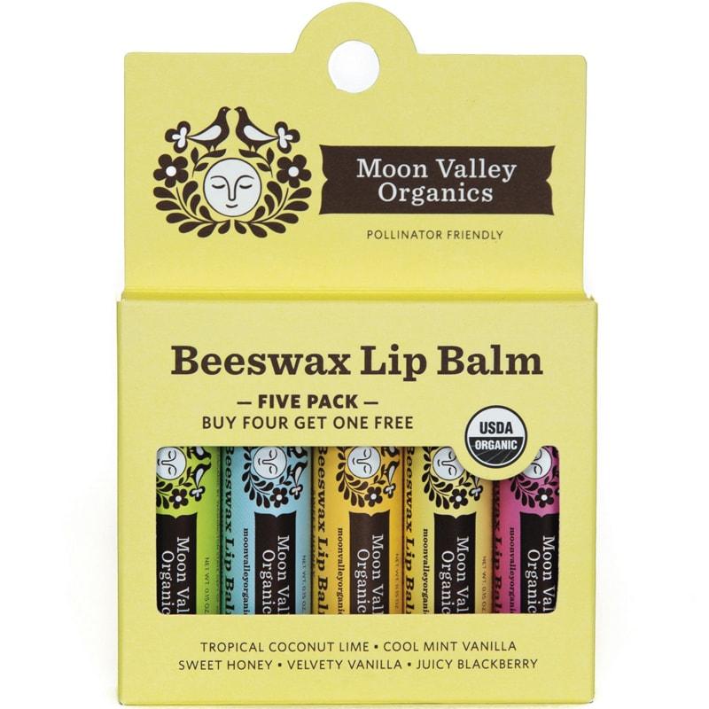 Moon Valley Organics Beeswax Lip Balm 0.15oz 9g 5 Pack