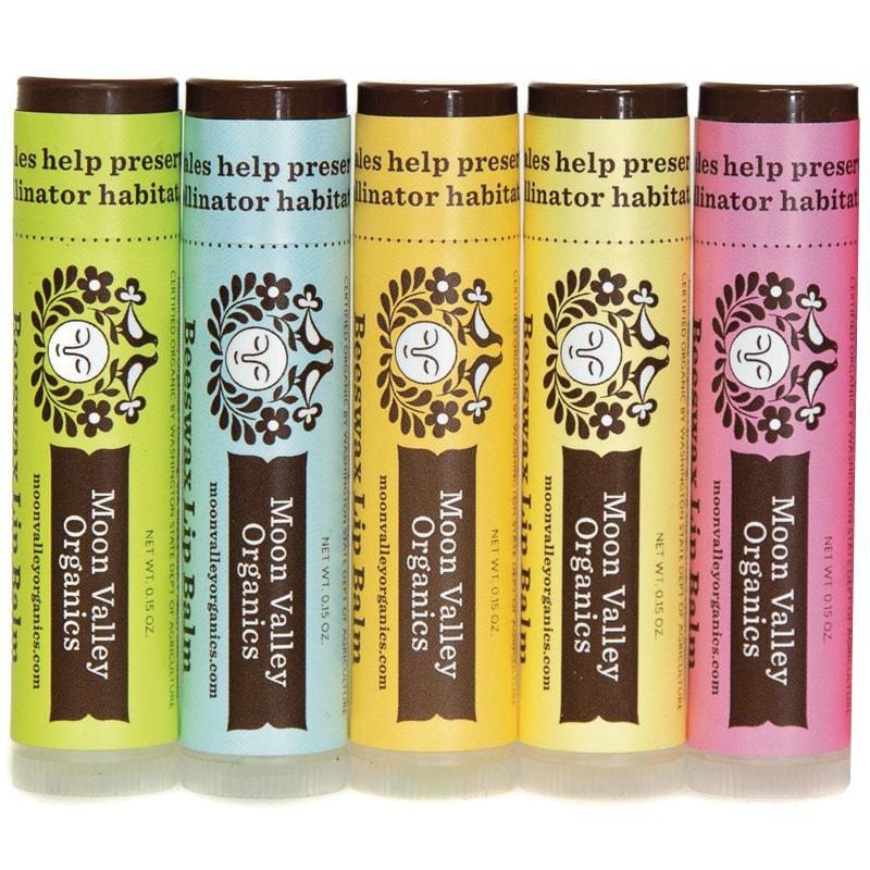Moon Valley Organics Beeswax Lip Balm 0.15oz 9g 5 Pack