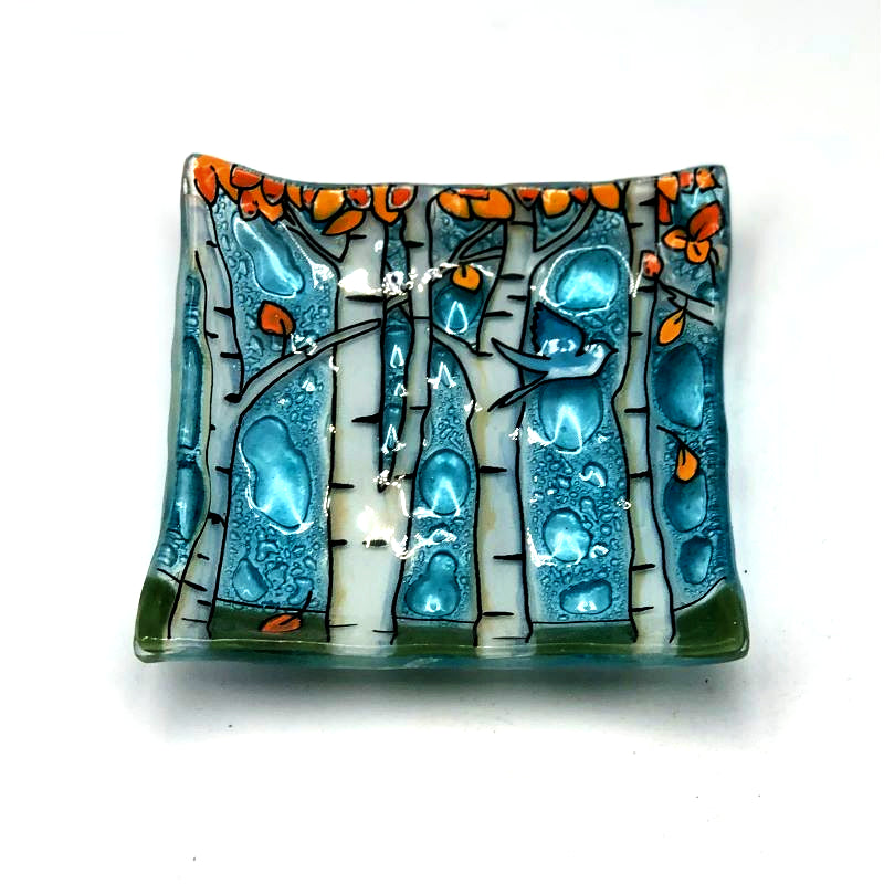 PamPeana Handmade Glass Soap Dish - Aspen Tree