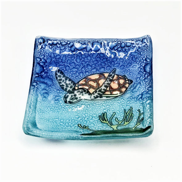 PamPeana Handmade Glass Soap Dish - Sea Turtle