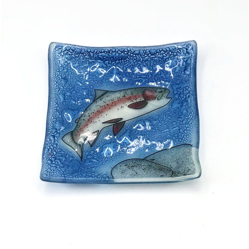 PamPeana Handmade Glass Soap Dish - Trout