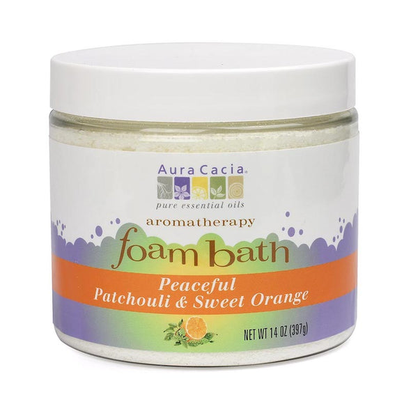 Aura Cacia Aromatherapy Foam Bath Jar 14oz 397g - Peaceful Patchouli & Sweet Orange
