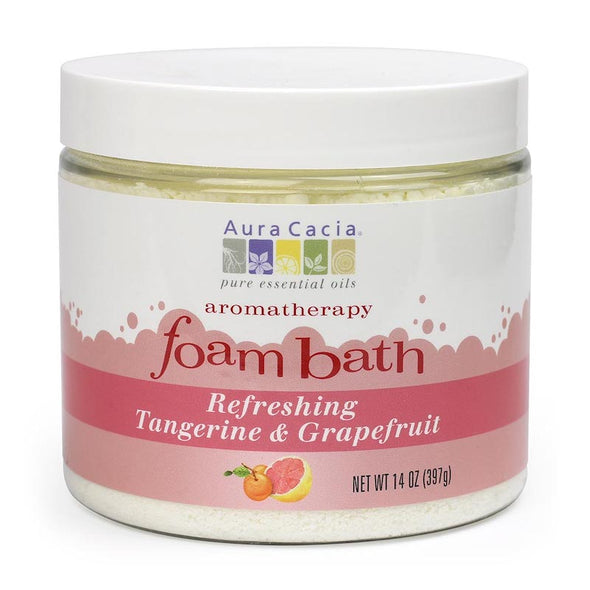 Aura Cacia Aromatherapy Foam Bath Jar 14oz 397g - Refreshing Tangerine and Grapefruit