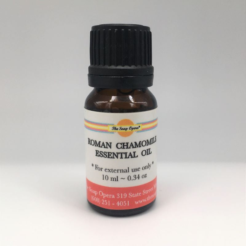 Roman chamomile essential oil is known for its ability to soothe skin problems and is often added to body care products.