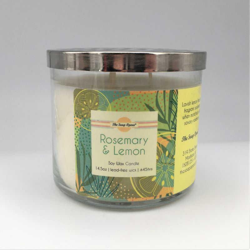 the soap opera soy wax natural candle aromatherapy long lasting gift rosemary lemon herbal citrus aromatherapy