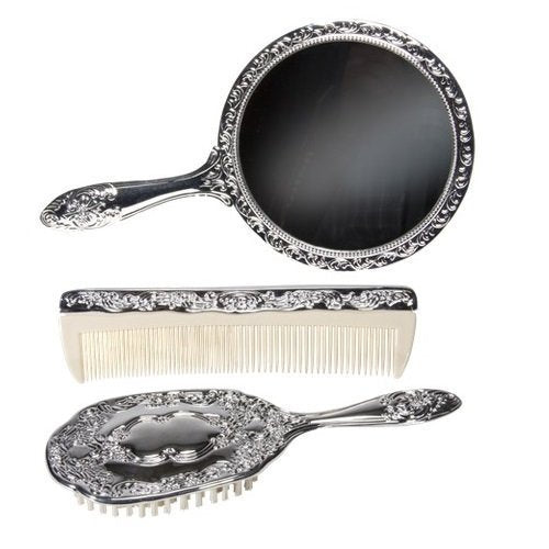 Silver Plated Mirror, Brush and Comb Vanity Set
