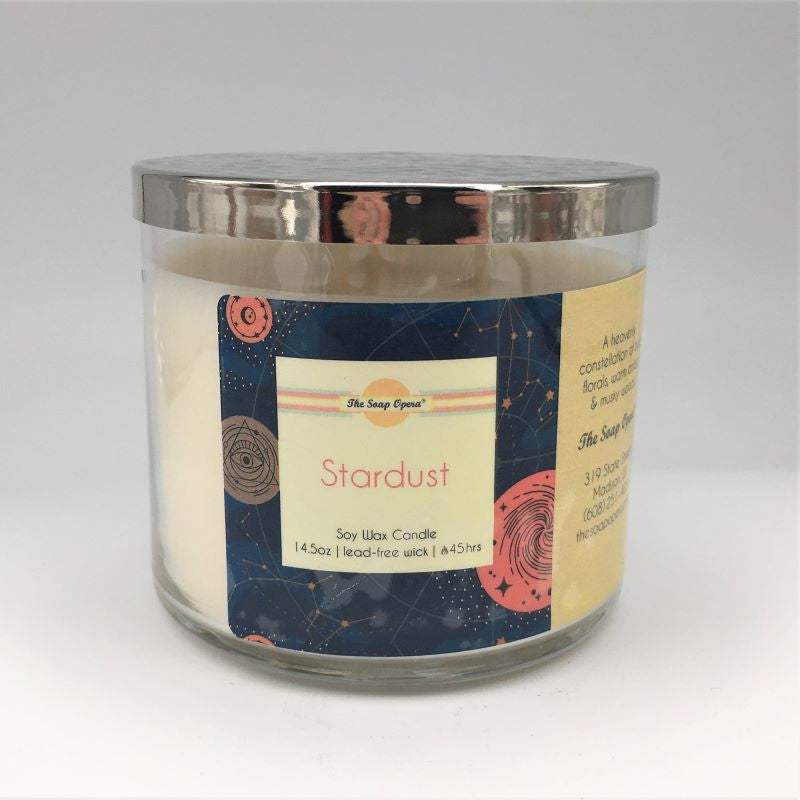 the soap opera soy wax natural candle aromatherapy long lasting gift stardust musky cozy