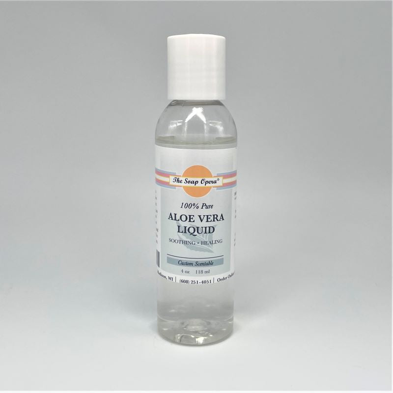 bottle of 100% soothing pure aloe vera liquid custom scent fragrance 4 ounce size