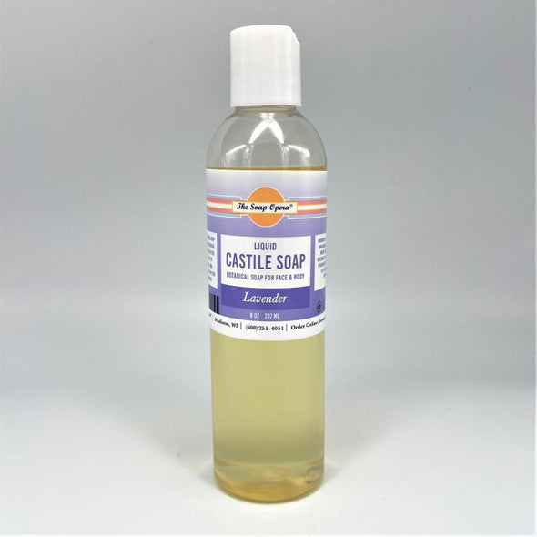 the soap opera liquid castile soap 8oz botanical olive oil soap for any purpose custom scentable fragrance unscented for face body and cleanup lavender purple